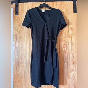 J. Crew Black Midi Wrap Dress